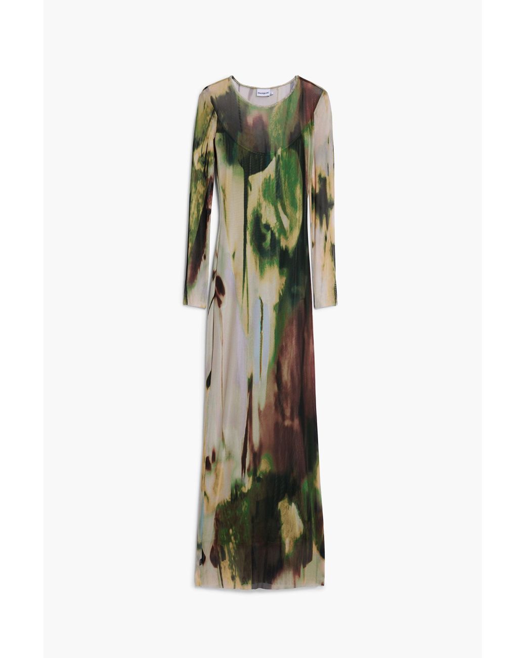 Desigual Green Long Tulle Dress, Polyester