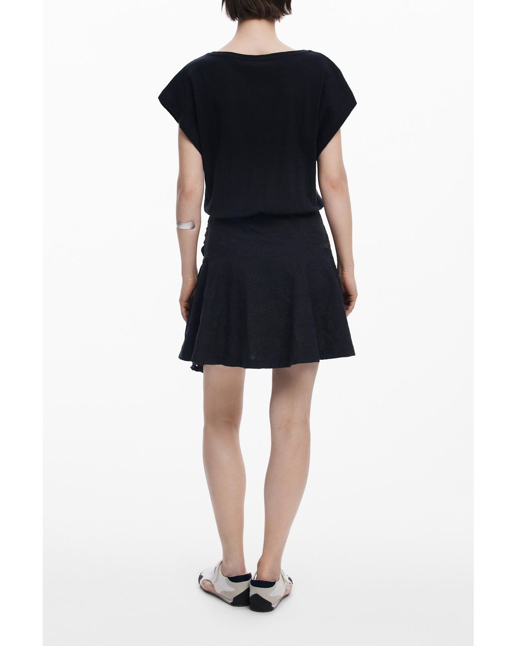 Desigual Black Puff-Sleeve Short Dress, Cotton