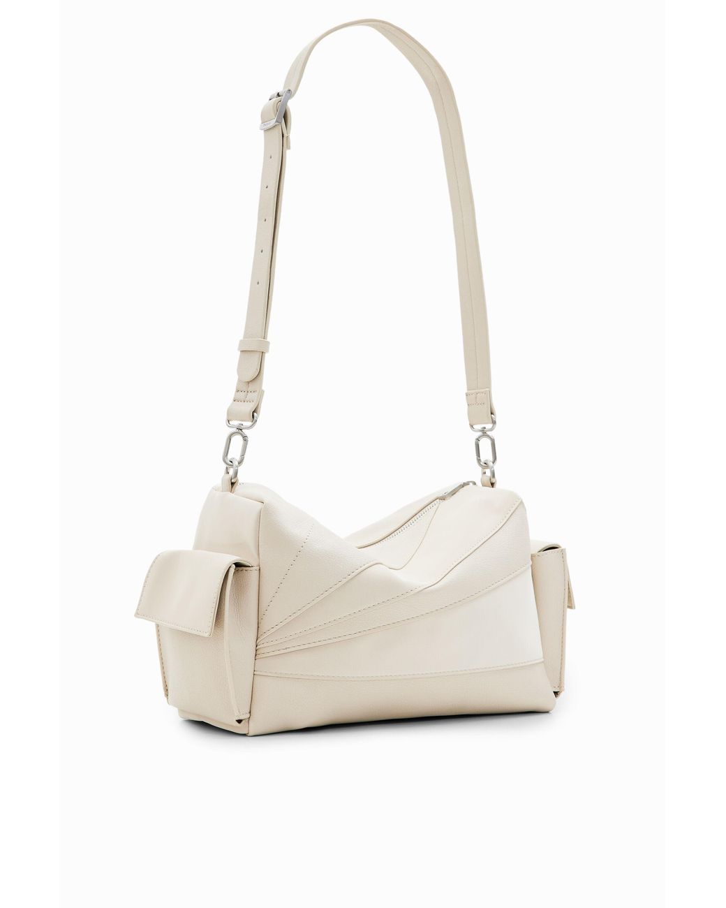Desigual White M Patchwork Textures Bag, Polyurethane