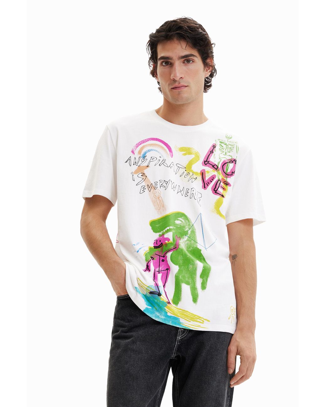 Desigual Arty Illustration T-shirt in White for Men | Lyst