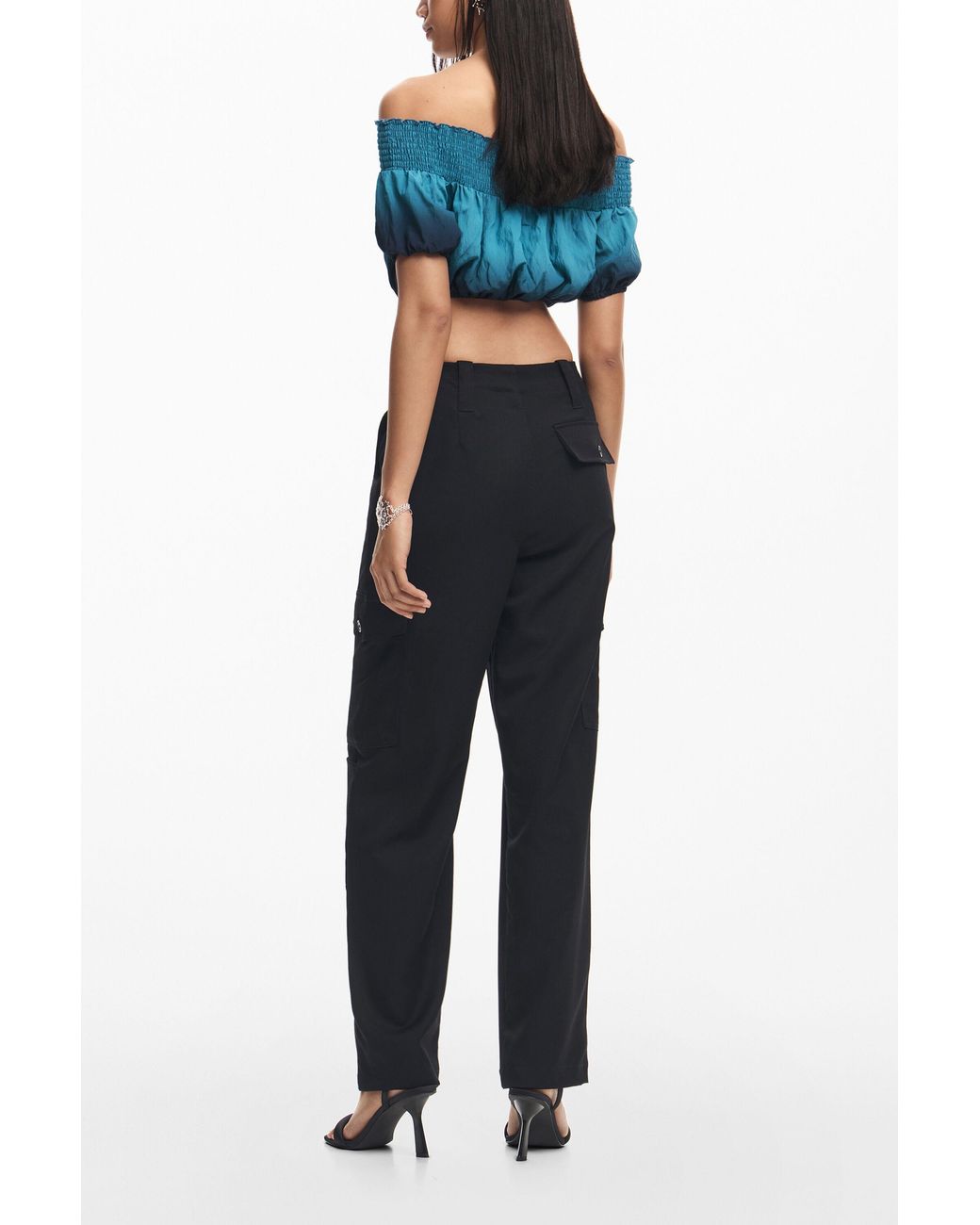 Desigual Blue Plain Bandeau Top