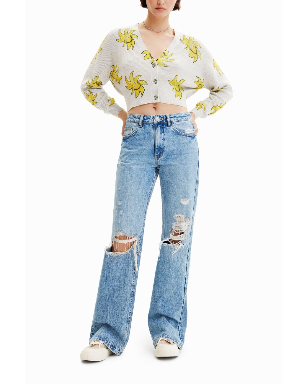 Desigual Black Short Knit Sun Cardigan