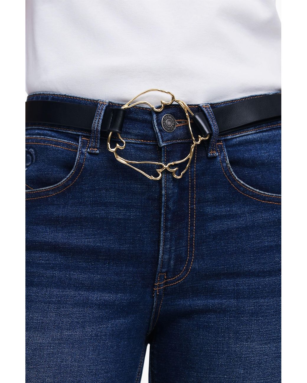 Desigual Black Heart Belt Zalio, Polyurethane