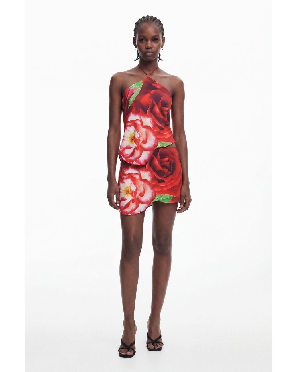 Desigual Red Tyler Mcgillivary Asymmetrical Mini Skirt, Polyester