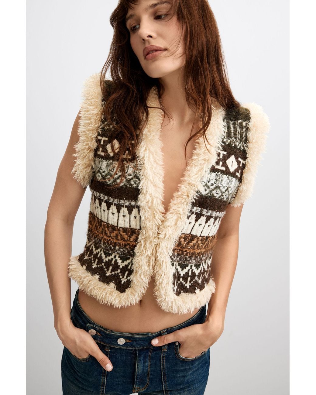 Desigual Black Printed Jacquard Knit Vest