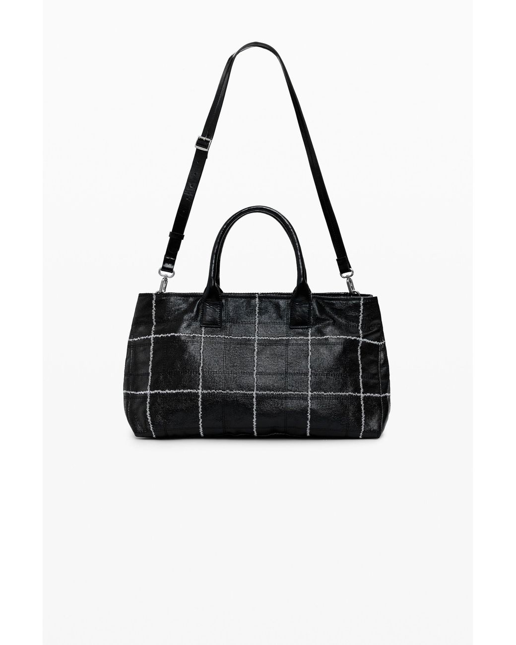 Desigual Black Medium Shiny Shopper Bag, Polyurethane
