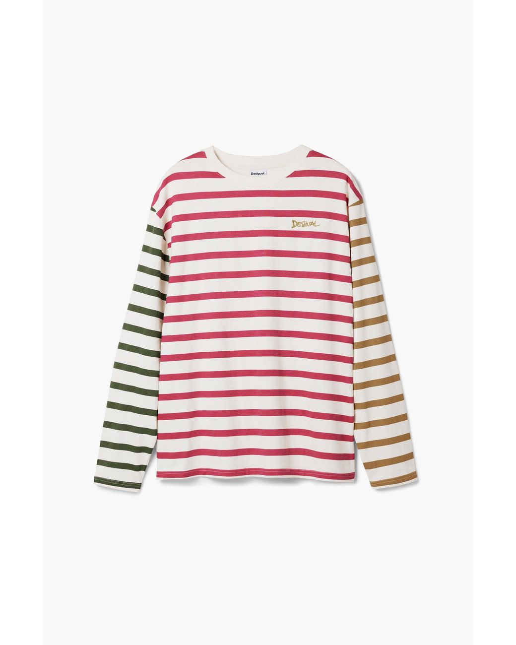 Desigual Red Striped T-Shirt, Cotton for men