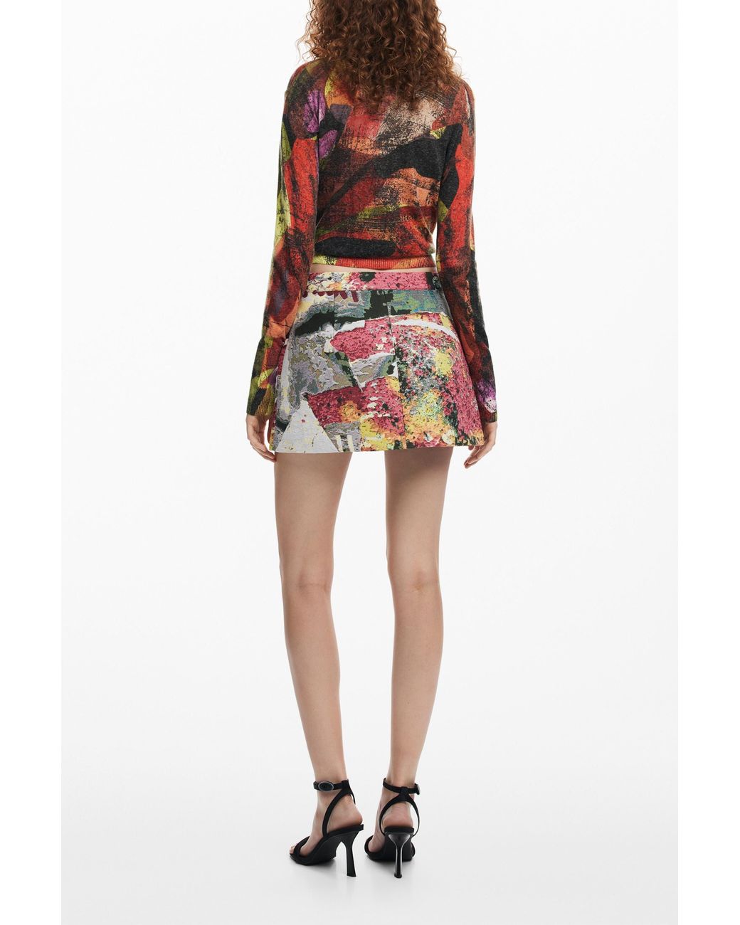 Desigual Red Short Floral Skirt M. Christian Lacroix