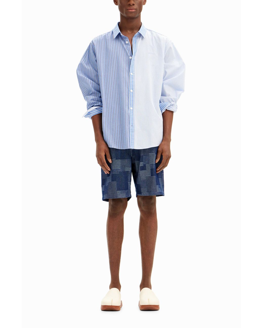 Desigual Blue Double Pinstripe Shirt, Cotton for men