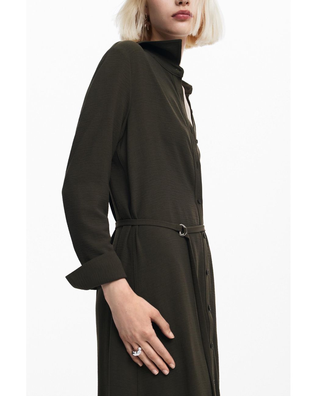 Desigual Black Long Shirt Dress, Polyester