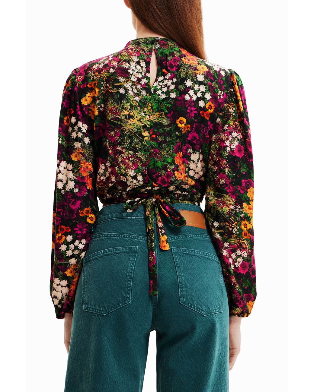 Desigual Multicolor Multi-Position Cropped Floral Blouse, Viscose