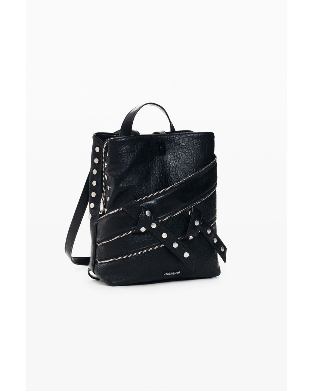 Desigual Black Mini Small Backpack, Polyurethane
