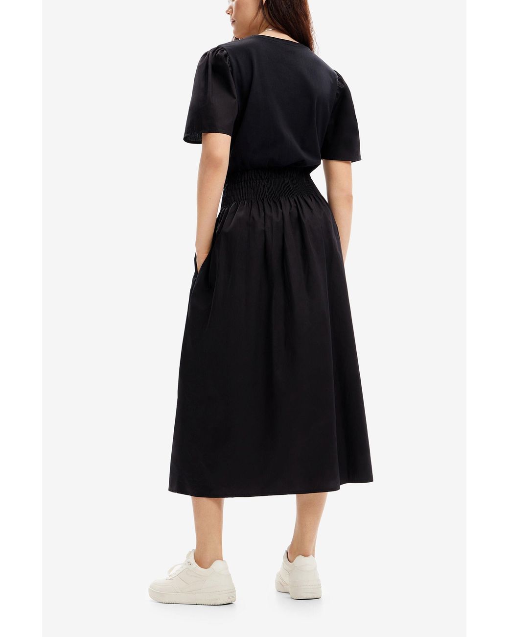 Desigual Black Combination Midi Dress, Cotton