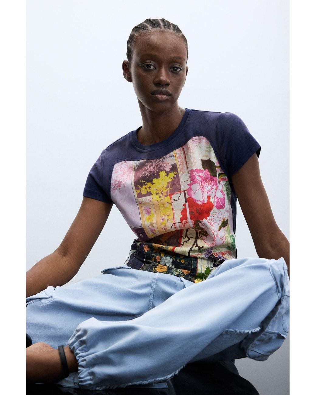 Desigual White Printed T-Shirt 100% Cotton, Cotton