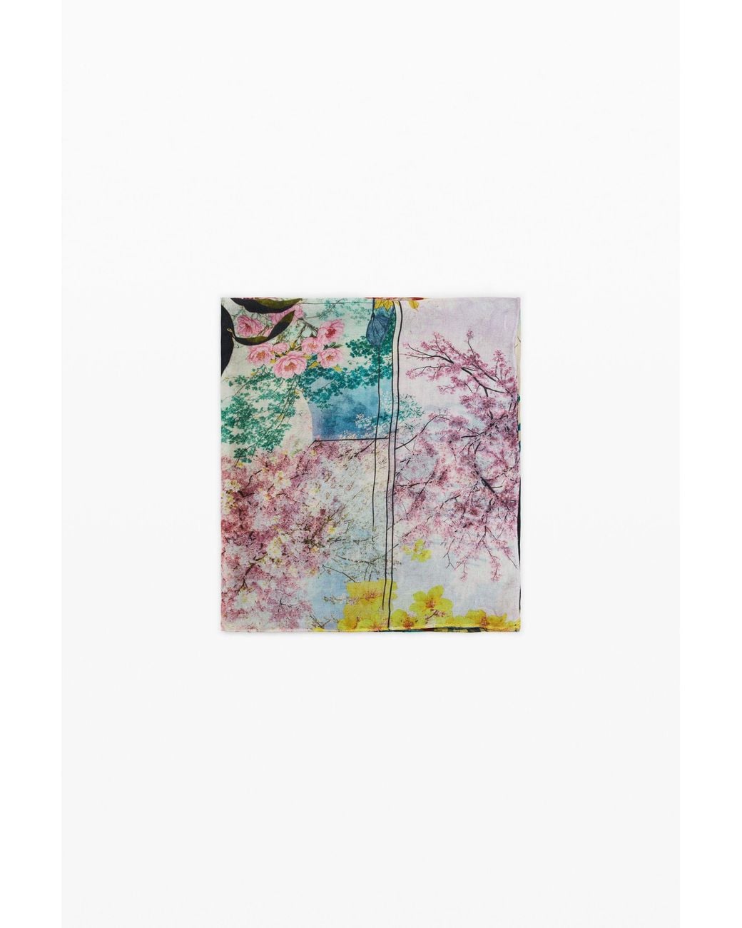 Desigual White Rectangular Printed Scarf, Viscose