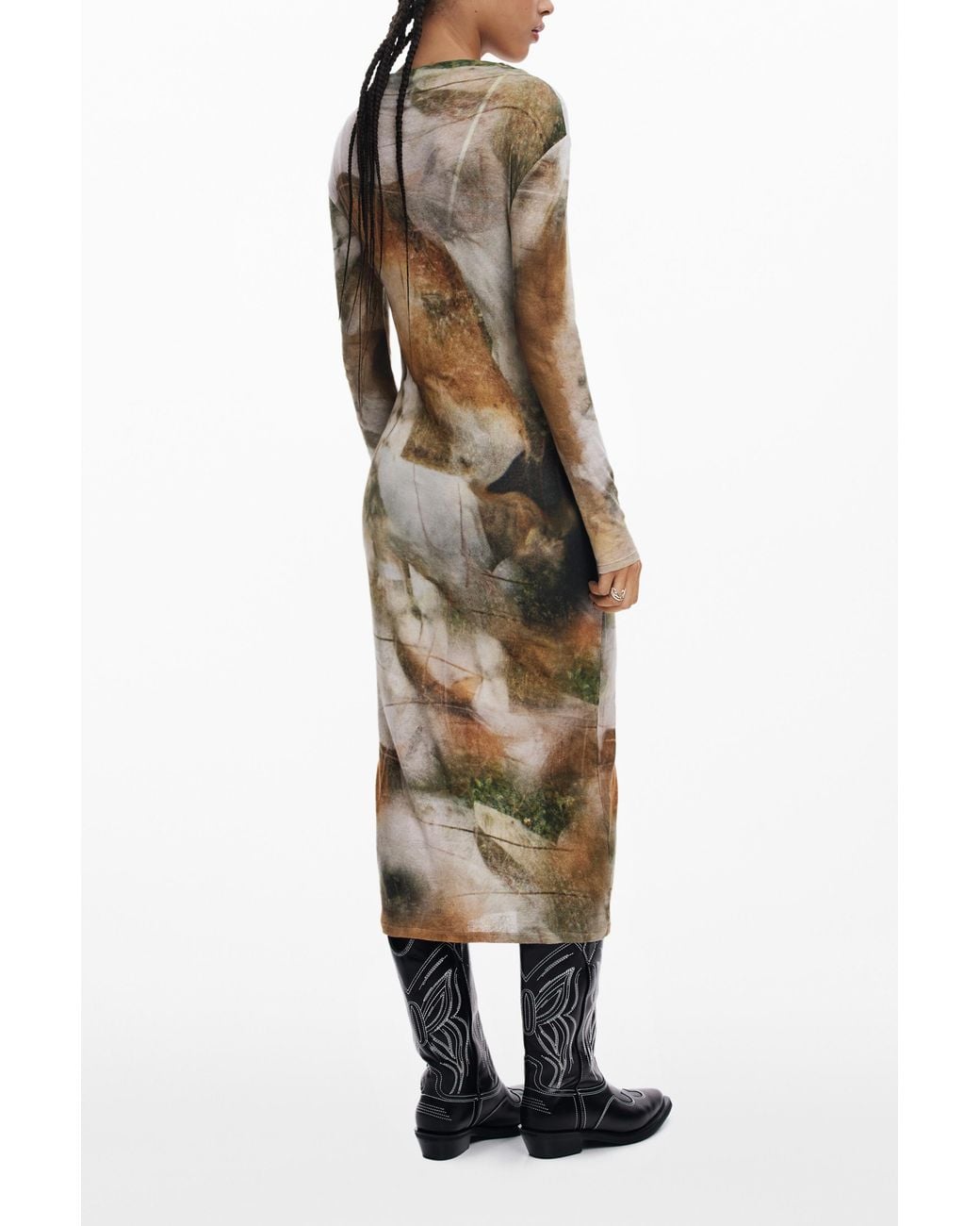 Desigual Metallic Mock Neck Dress, Cotton