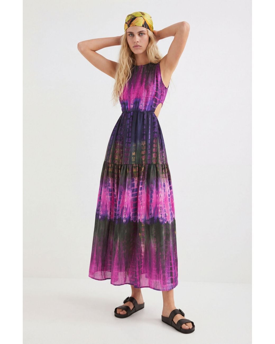 Desigual Purple Tie-Dye Cut-Out Dress, Polyester