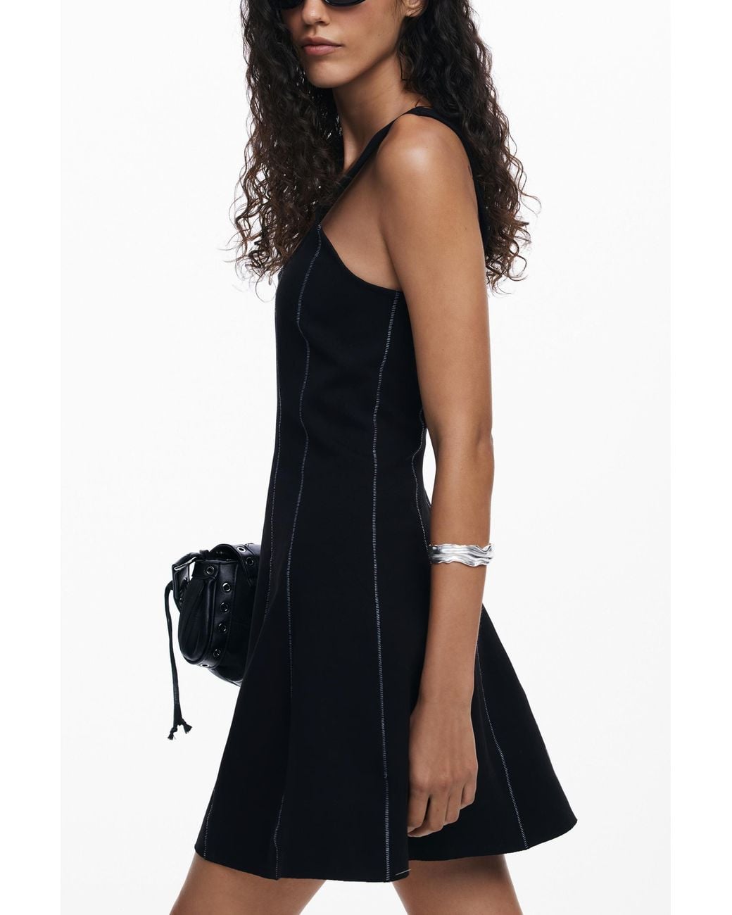 Desigual Black Short Dress With Panels