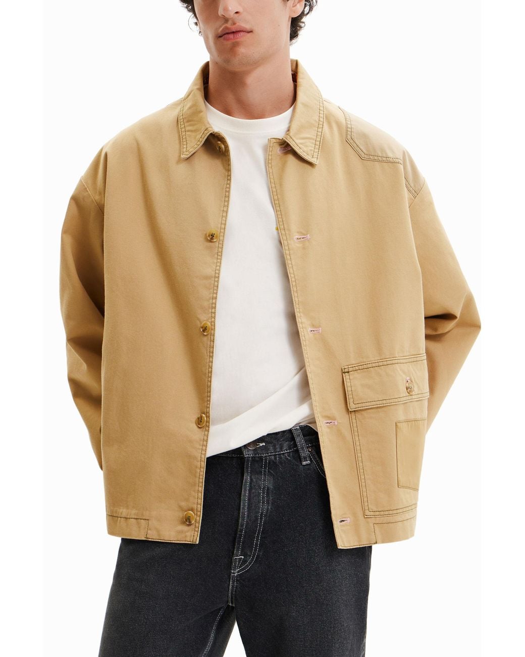 Desigual Natural Patchwork Worker Jacket, Cotton for men