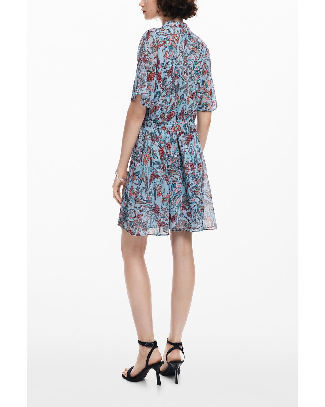 Desigual Blue Floral Print Midi Dress, Polyester