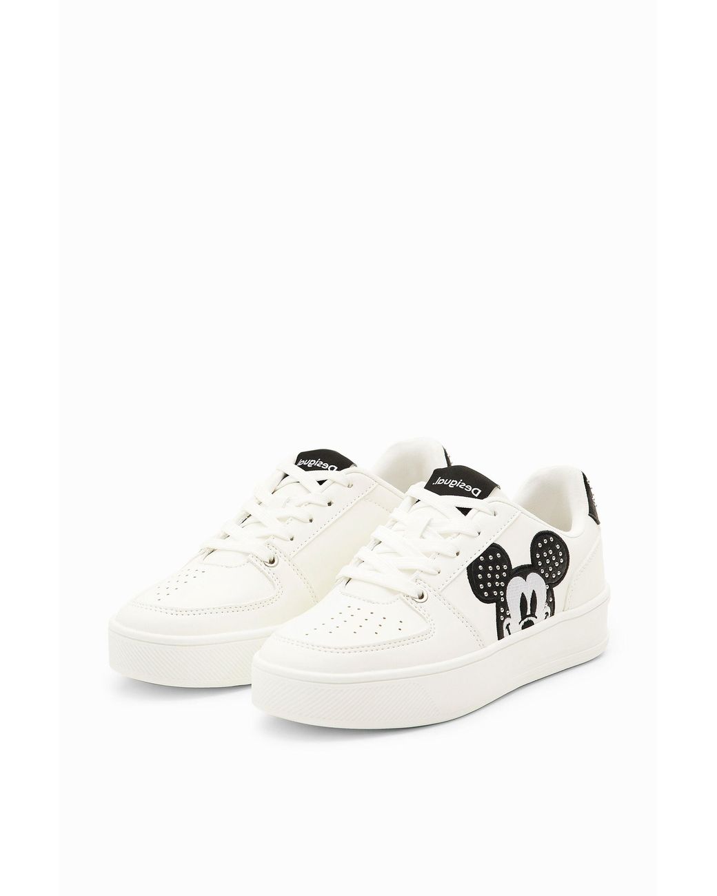Desigual White Disney's Mickey Mouse Stud Sneakers, Polyurethane