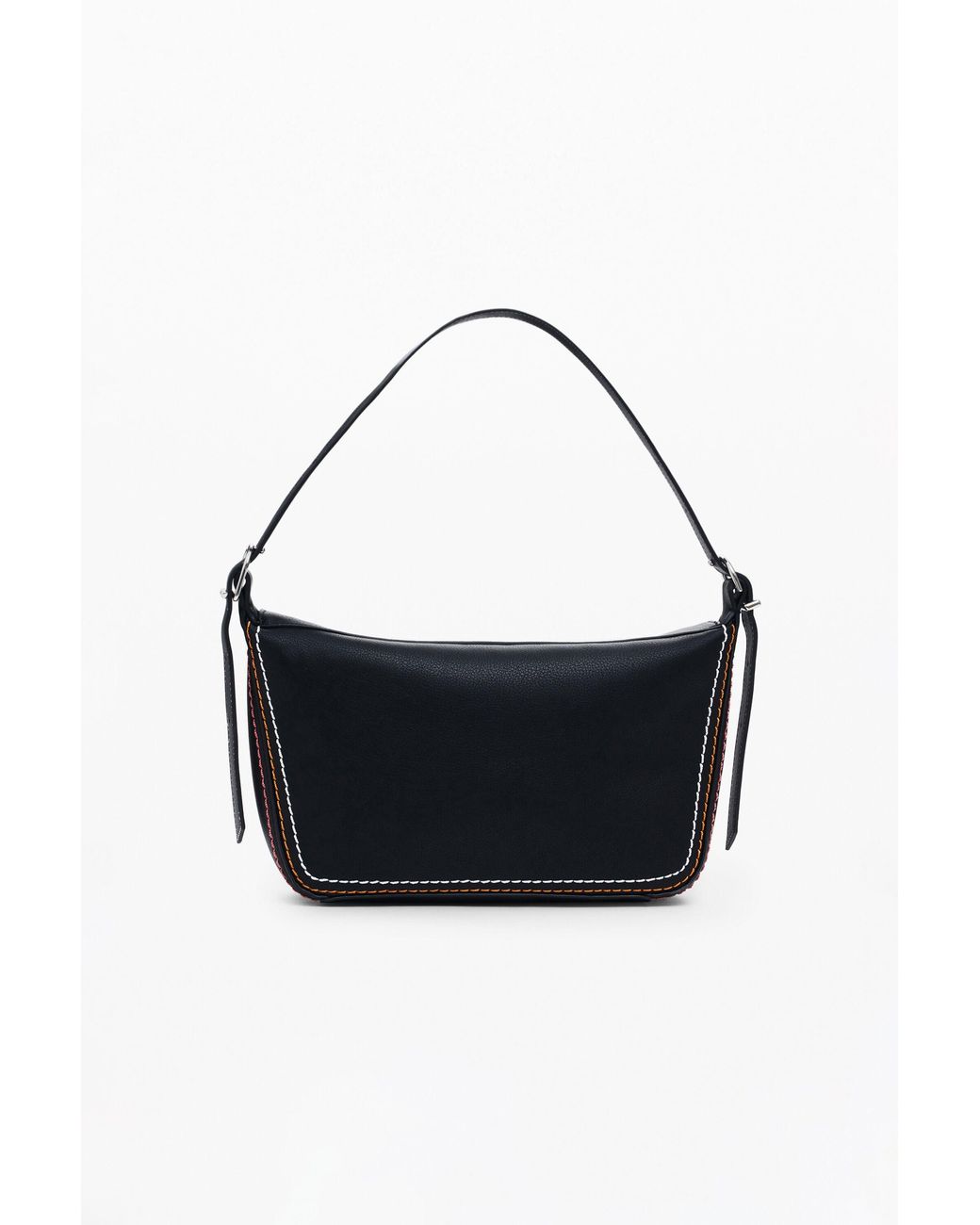 Desigual Black Bag With Braided Details, Polyurethane