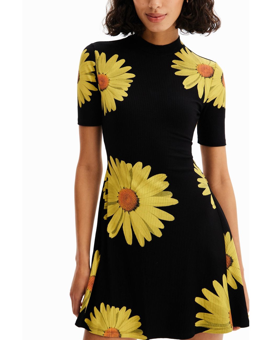 Desigual Black Christian Lacroix Short Daisy Dress, Viscose