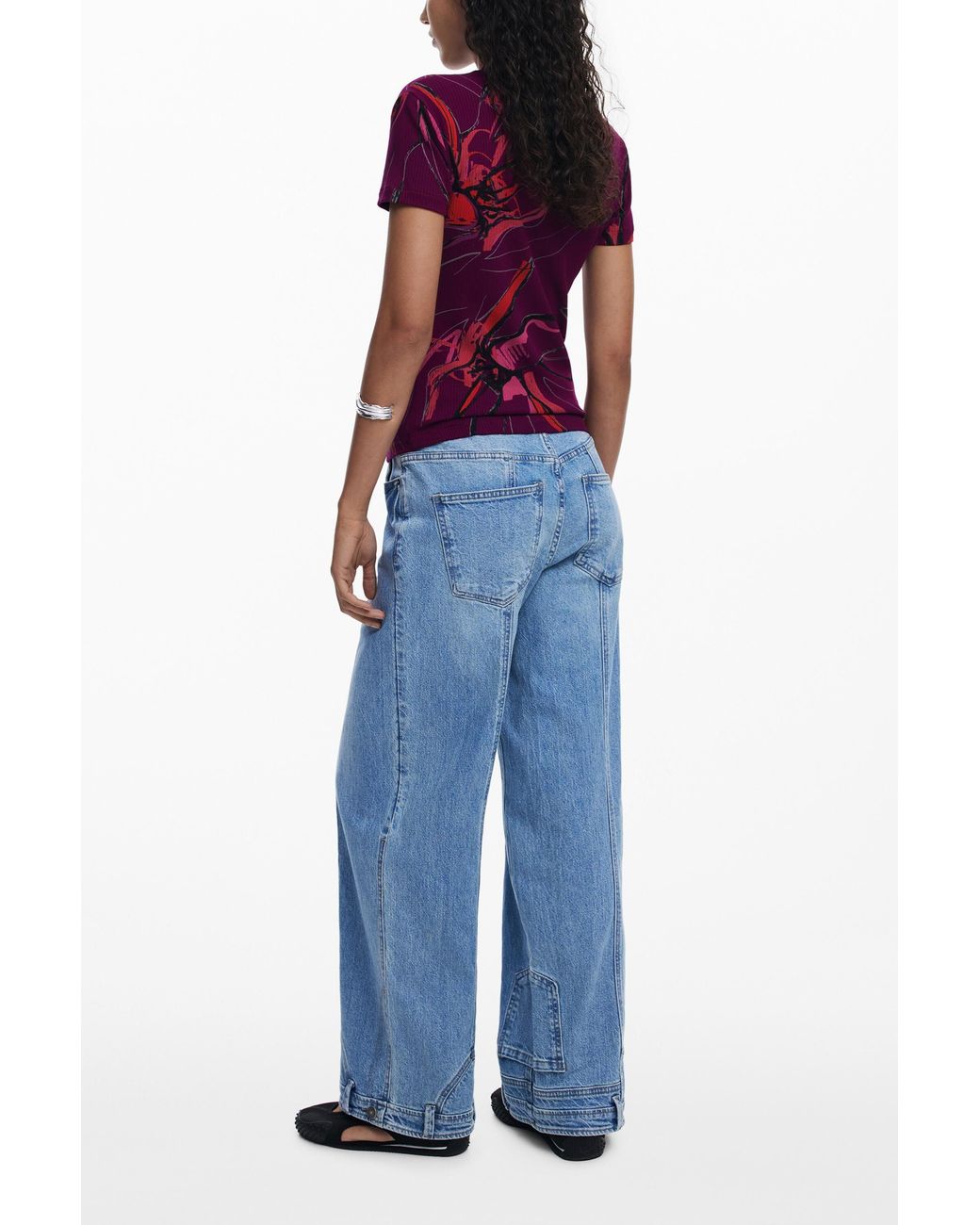 Desigual Purple Abstract Floral T-Shirt, Viscose