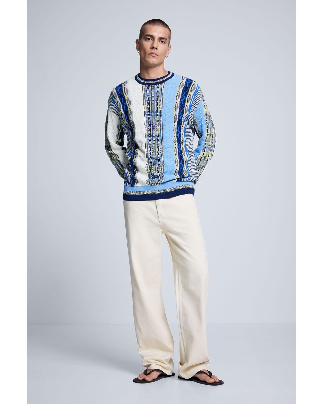 Desigual Blue Jacquard Sweater for men