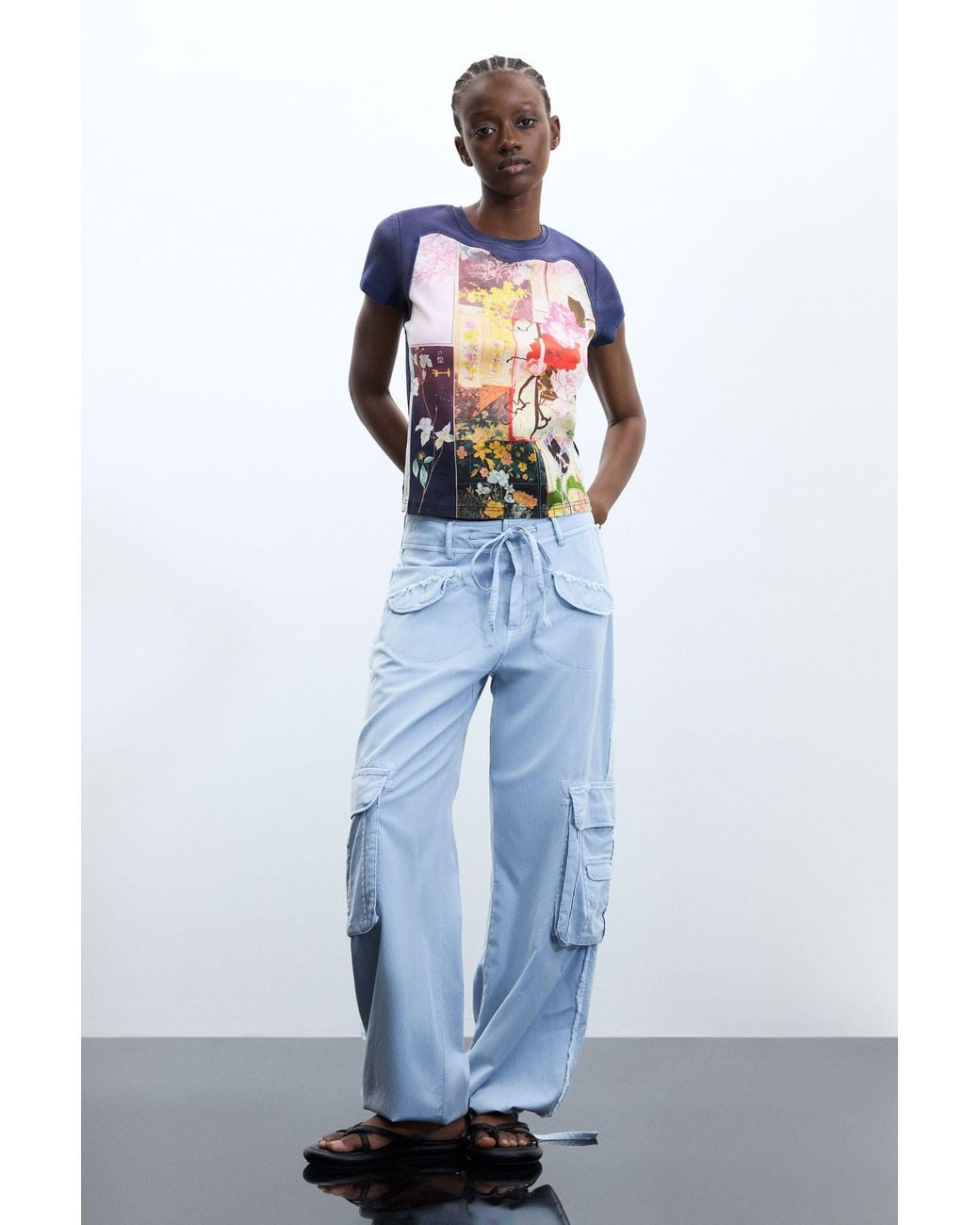 Desigual White Printed T-Shirt 100% Cotton, Cotton