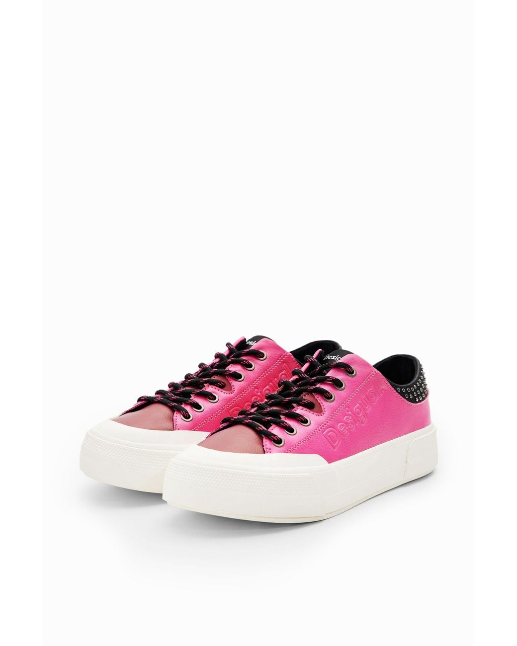 Desigual Pink Studded Platform Sneakers, Polyurethane