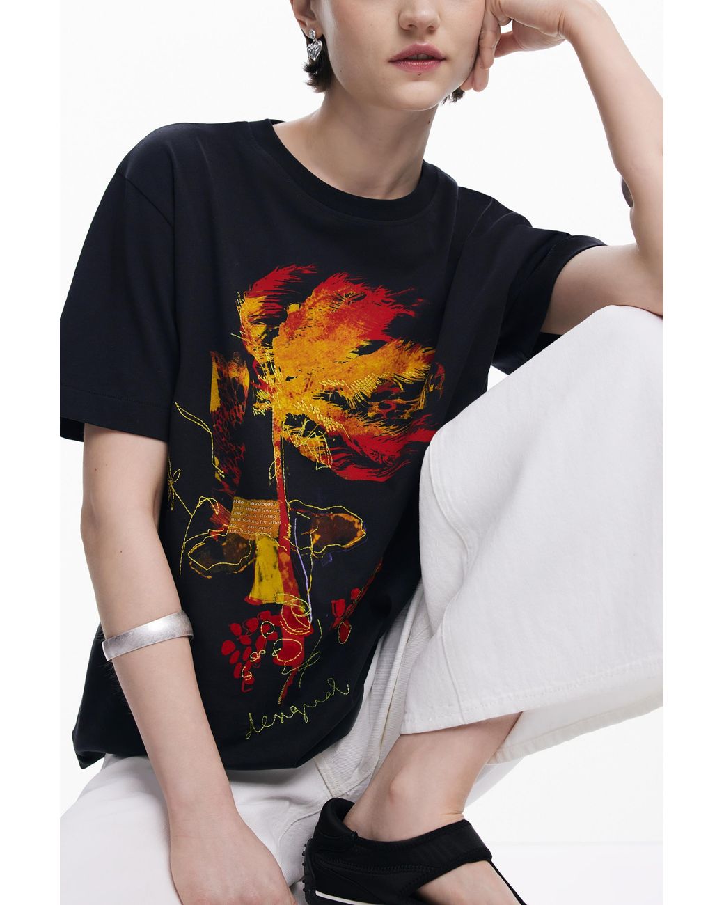 Desigual Blue Palm Tree T-Shirt, Cotton