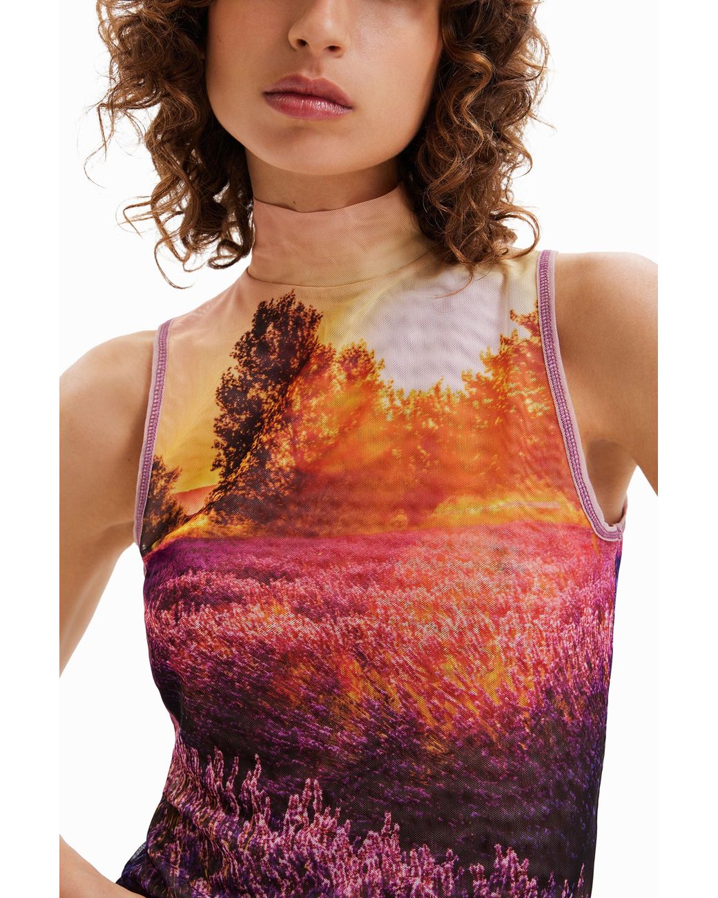 Desigual Red Photographic Print T-Shirt, Polyester