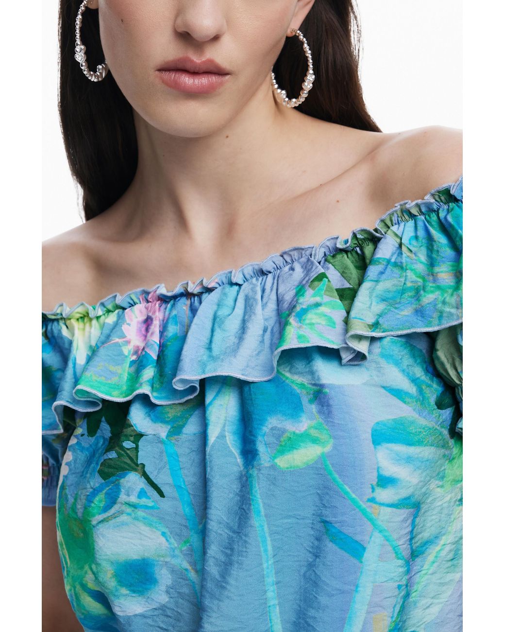 Desigual Blue Ruffle Blouse