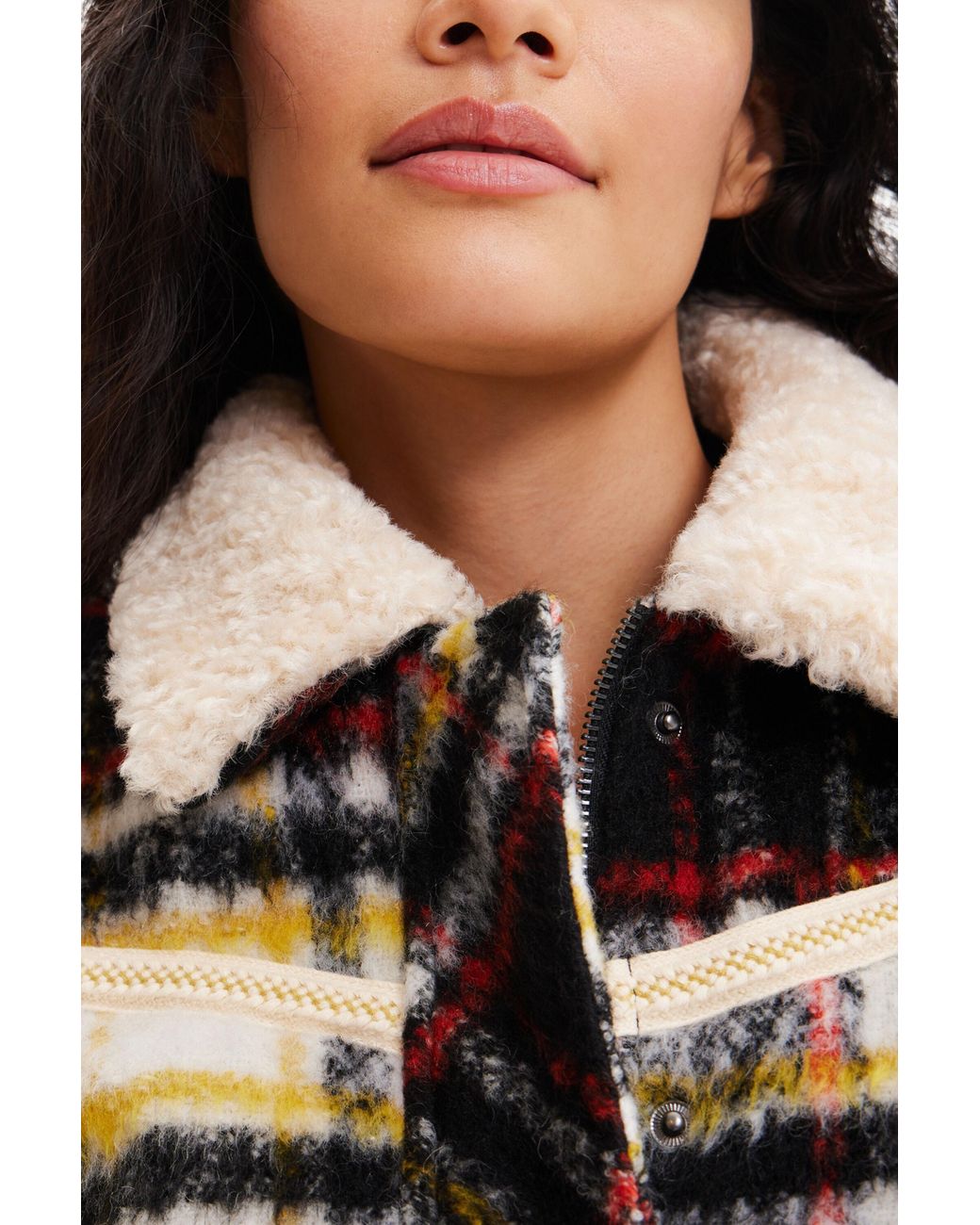 Desigual White Fleece Trucker Jacket