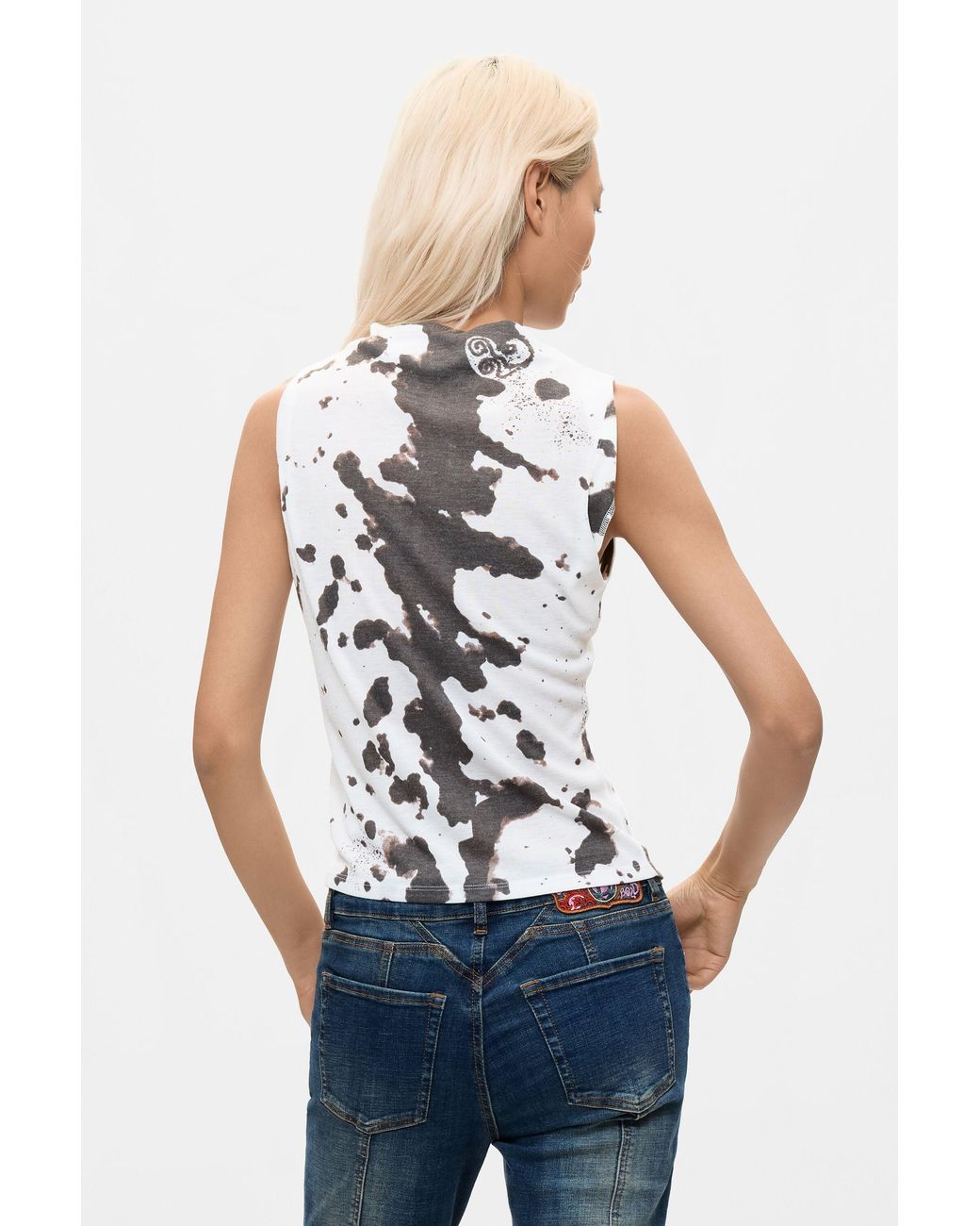 Desigual White Animal Print Top