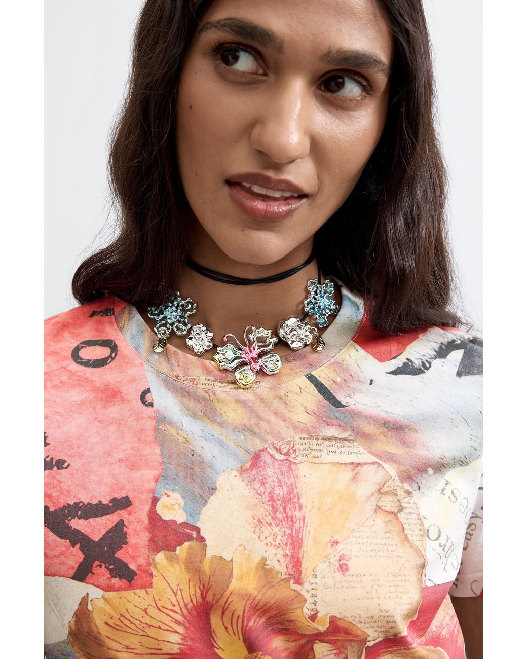 Desigual Multicolor Floral Printed T-Shirt, Cotton
