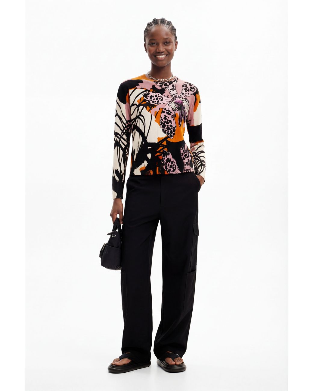 Desigual White M. Christian Lacroix Orchid Pullover