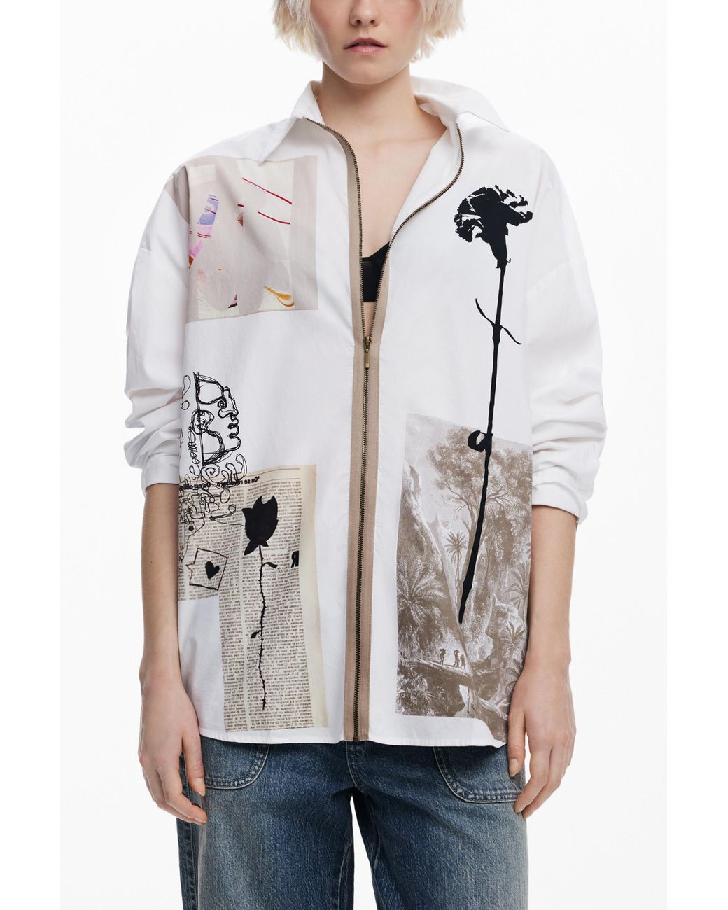 Desigual Gray Shirt Designed By Mr. Christian Lacroix, Cotton