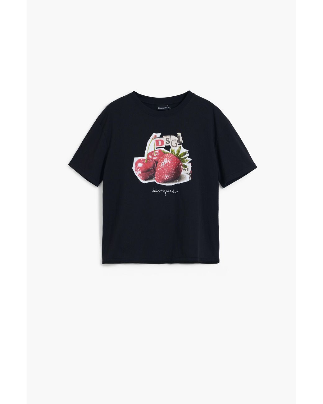 Desigual Blue Fruit Logo T-Shirt, Cotton