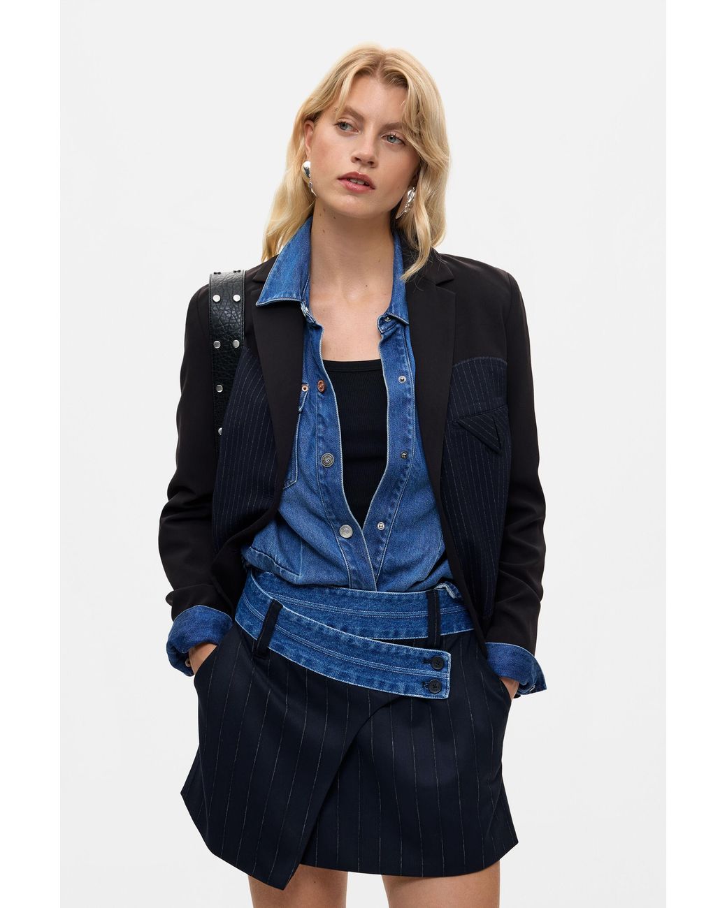 Desigual Blue Short Combined Skirt