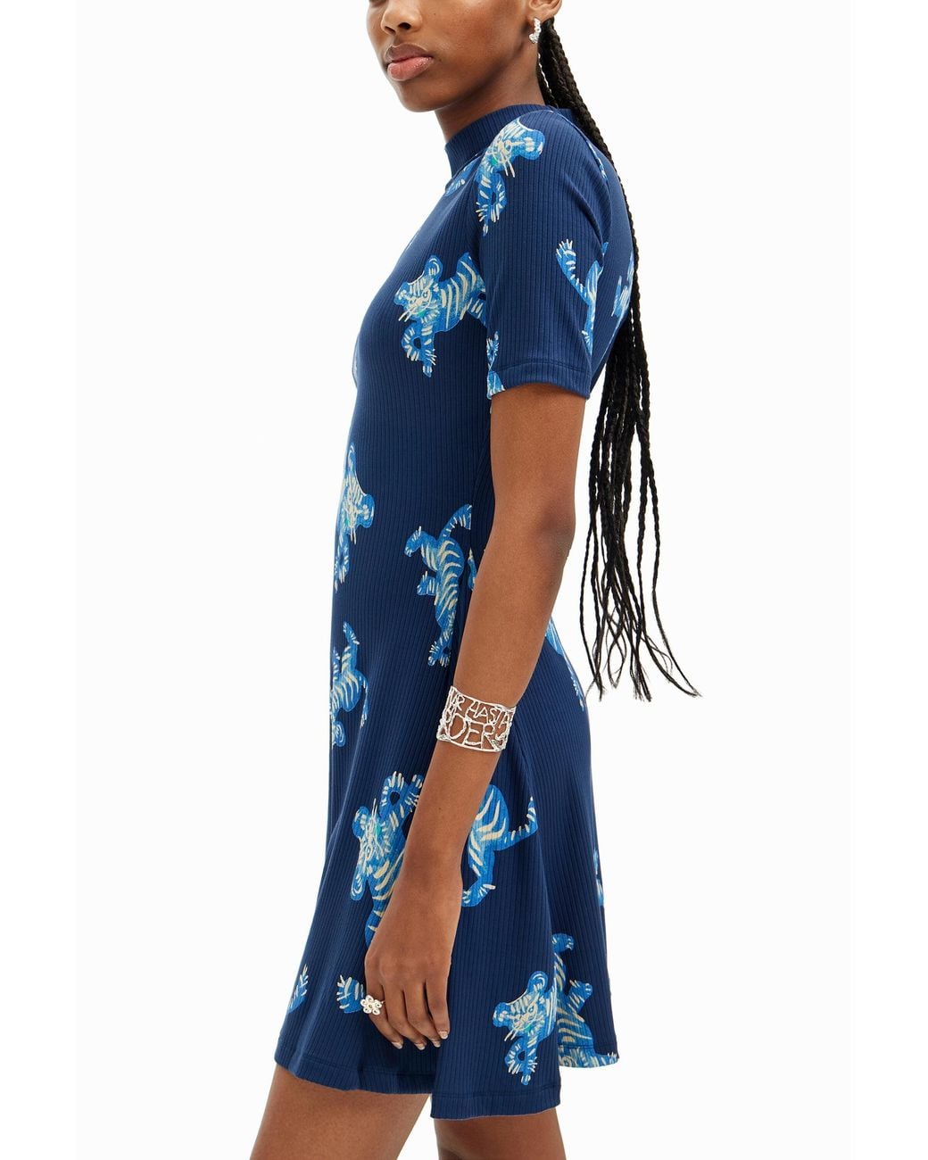 Desigual Blue M. Christian Lacroix Short Tiger Dress, Viscose
