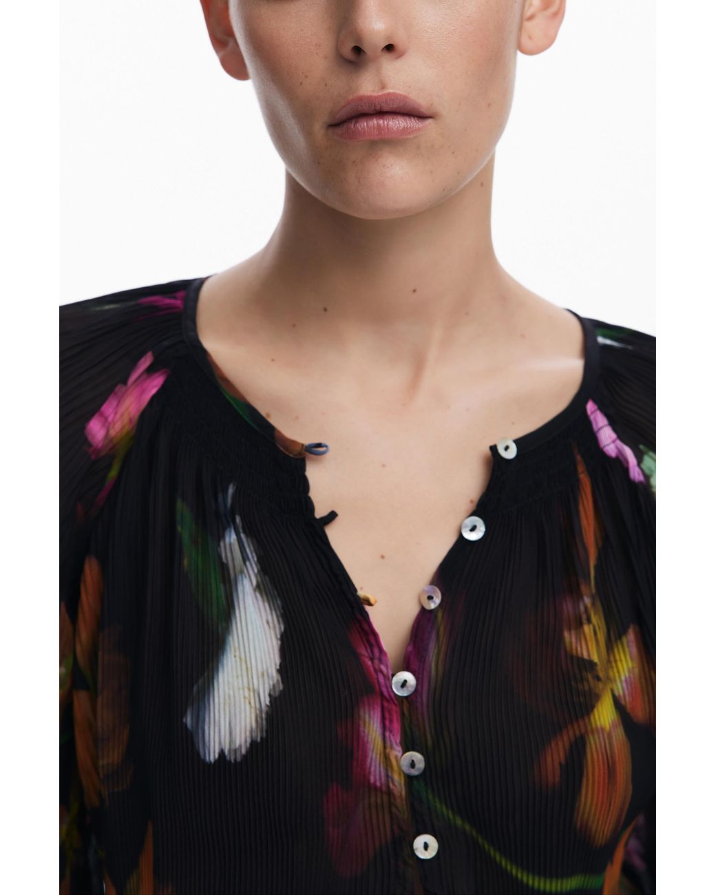 Desigual Black Floral Blouse, Polyester