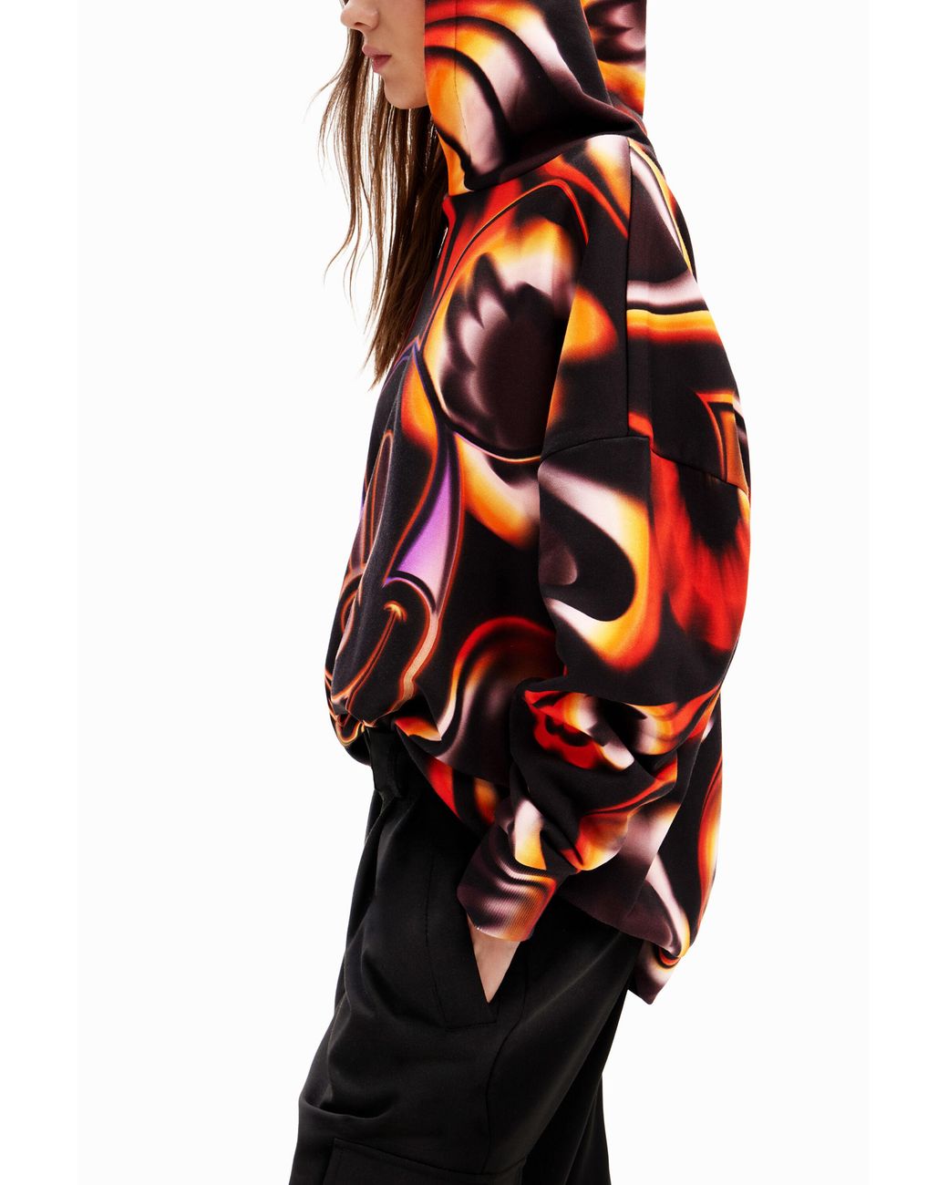 Desigual Red Oversize Mickey Mouse Hoodie