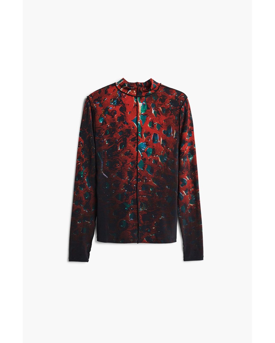 Desigual Red Leaf Stitching T-Shirt, Viscose