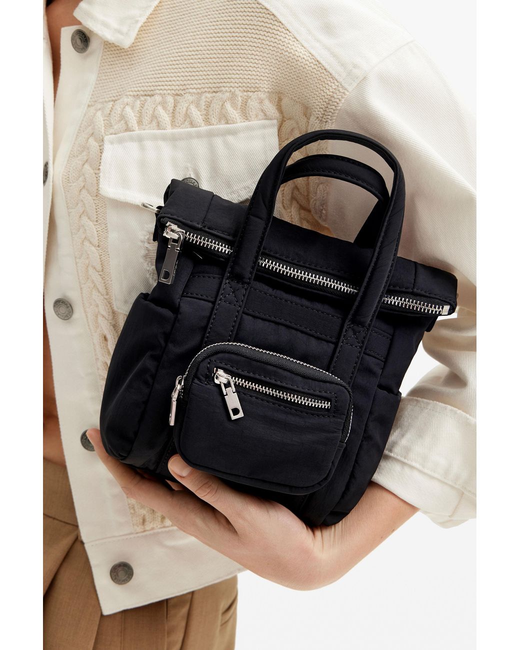 Desigual Black Xs Multi-Position Voyager Backpack, Polyamide