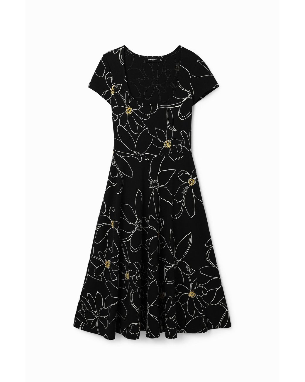 Desigual Black Arty Floral Dress, Cotton