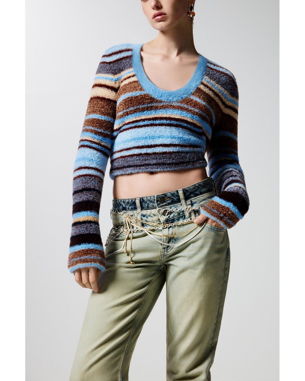 Desigual Blue Combined Denim Pants, Cotton