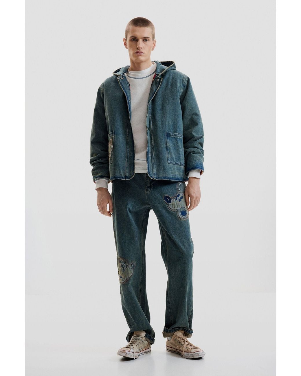Desigual Blue Reversible Mickey Denim Jacket, Cotton for men