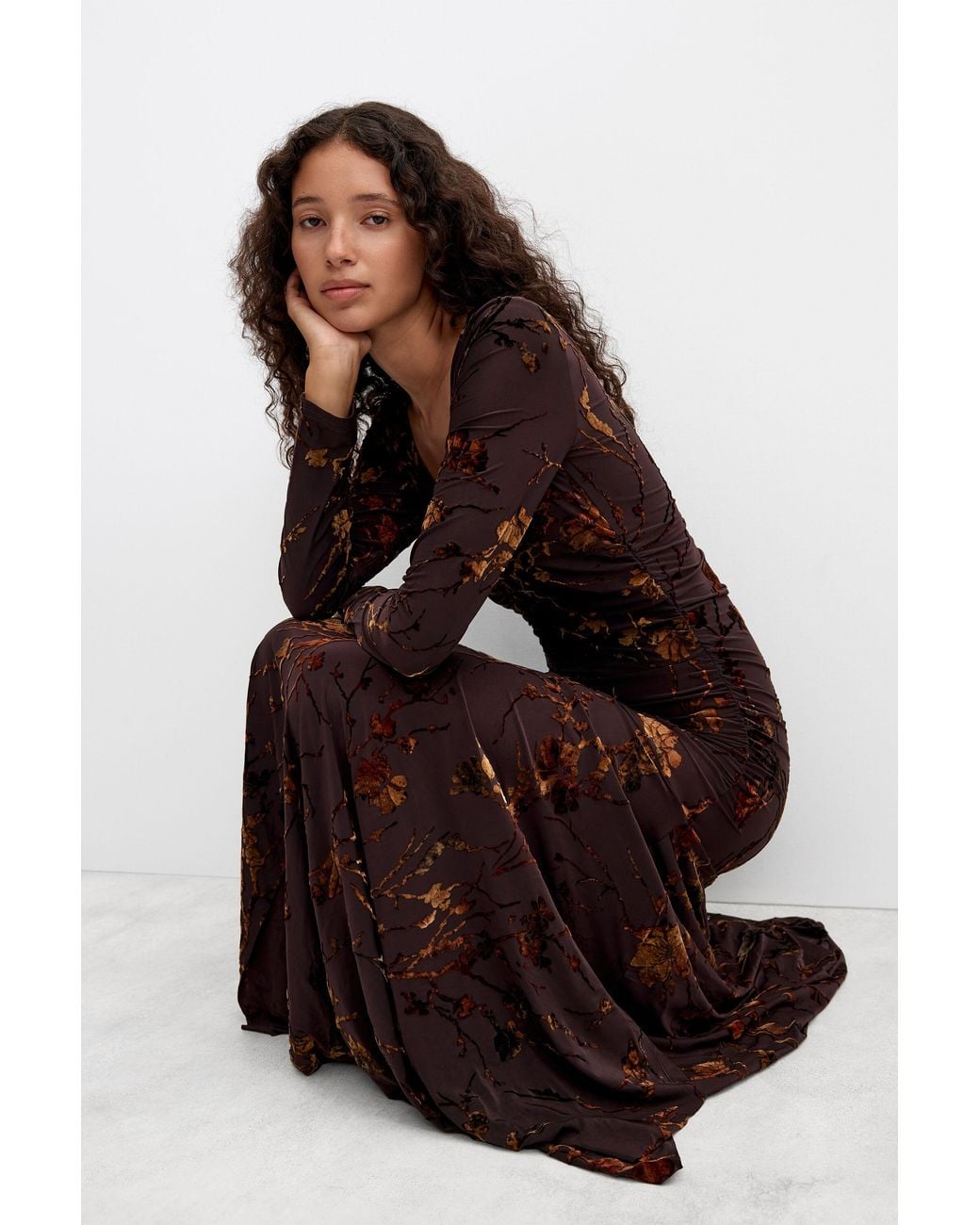 Desigual Brown Midi Knit Dress, Polyester